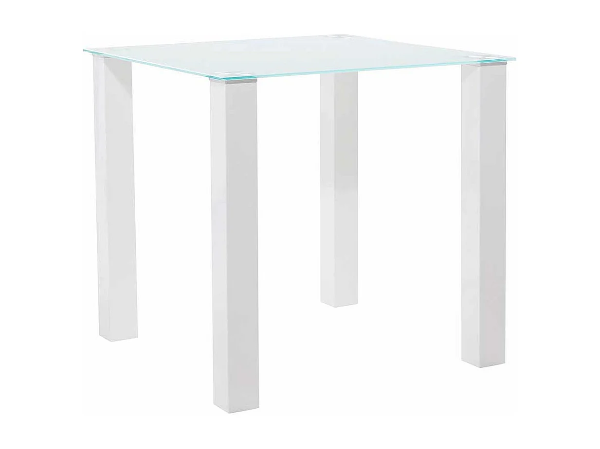 Esszimmertisch in Hochglanz Weiß Klarglasplatte