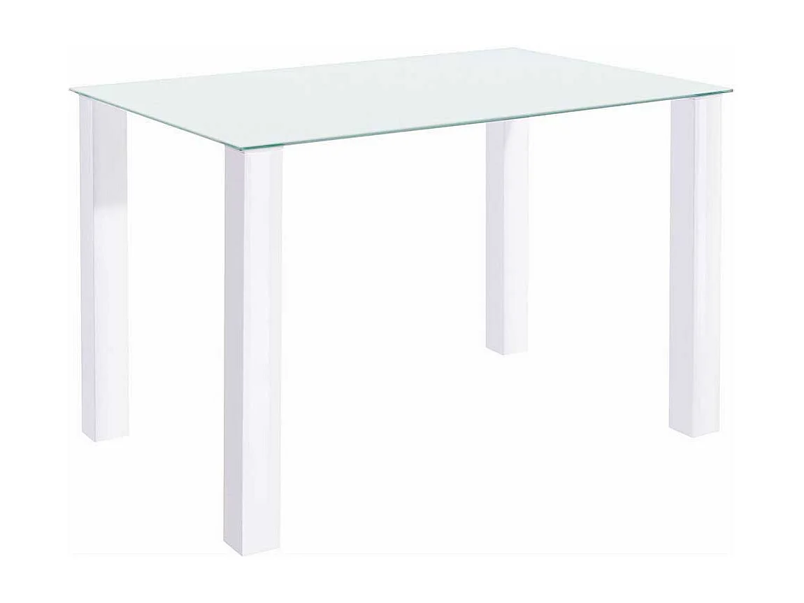 Esszimmertisch in Hochglanz Weiß Klarglasplatte