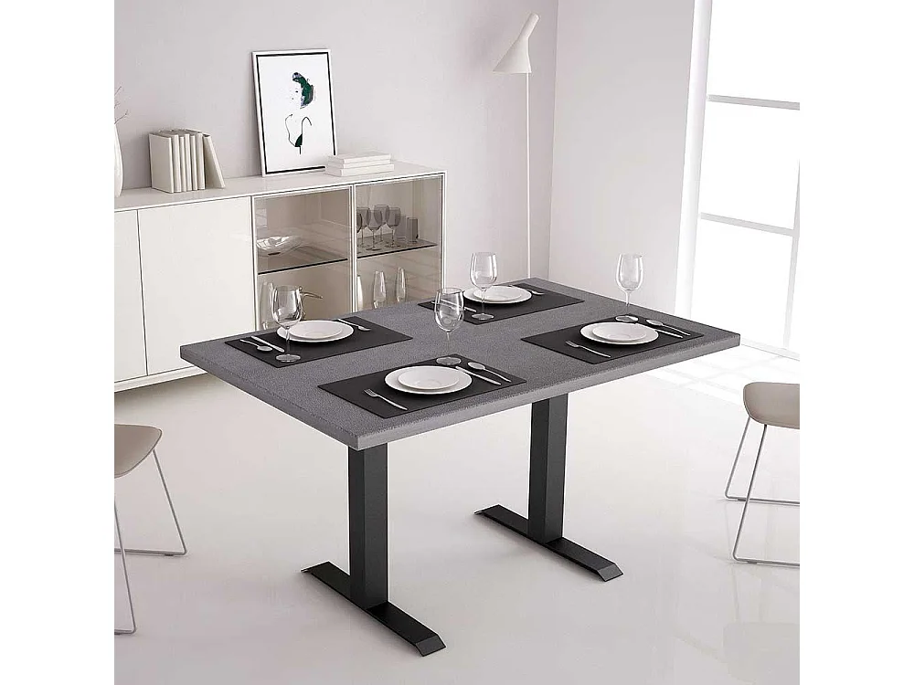 Höhenverstellbarer Multifunktionstisch in Beton Grau und Schwarz