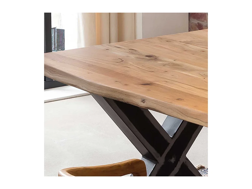 Tisch Massivholz Baumkante aus Akazie und Metall Industry und Loft Stil
