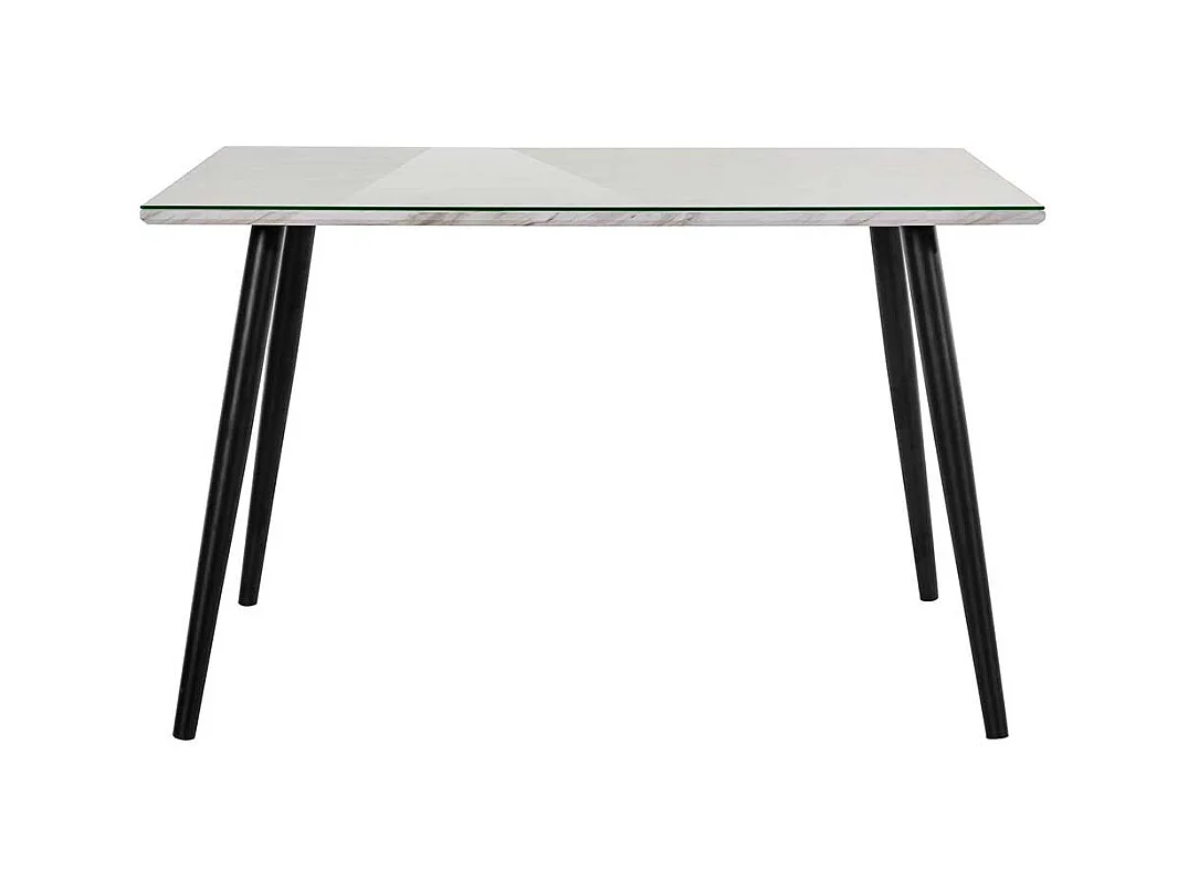 Esstisch Schwarz Weiß im Retrostil Platte glasbeschichtet