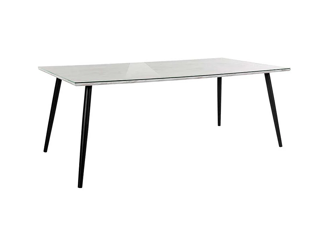 Esstisch Schwarz Weiß im Retrostil Platte glasbeschichtet