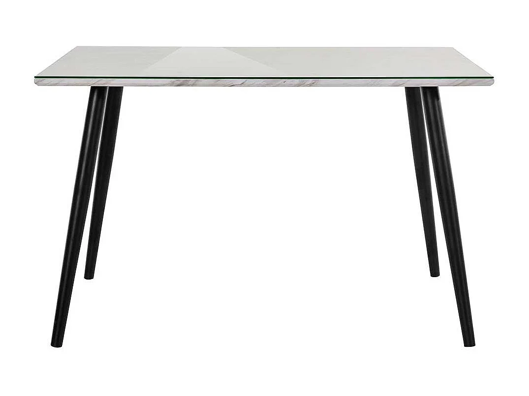 Esstisch Schwarz Weiß im Retrostil Platte glasbeschichtet