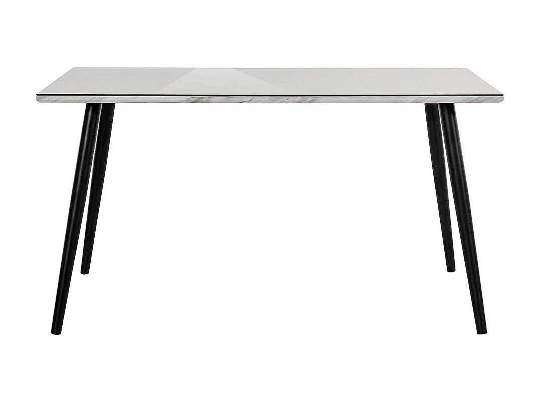 Esstisch Schwarz Weiß im Retrostil Platte glasbeschichtet