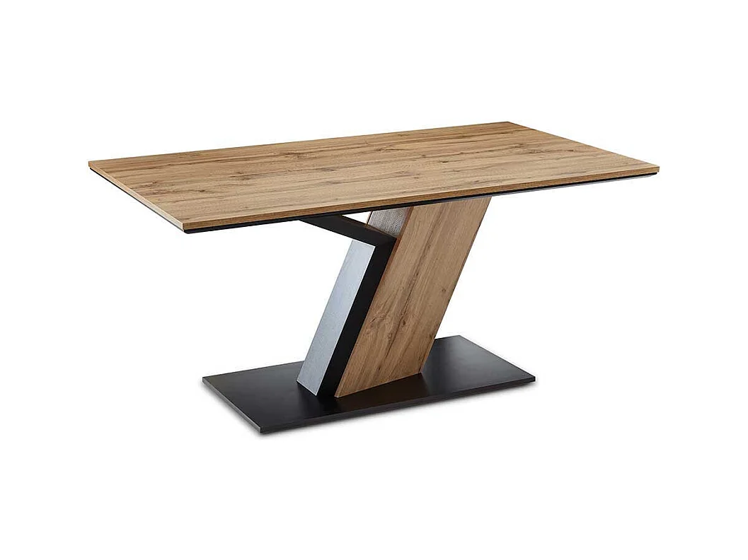 Säulen Esstisch in Wildeichefarben Schwarz