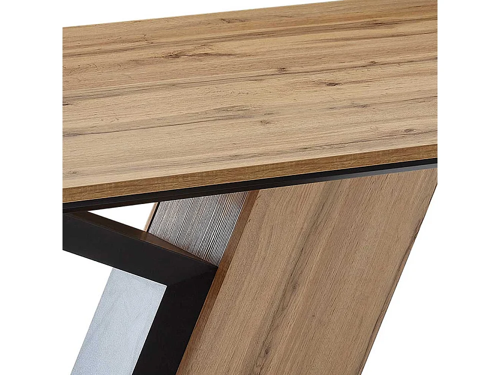 Säulen Esstisch in Wildeichefarben Schwarz