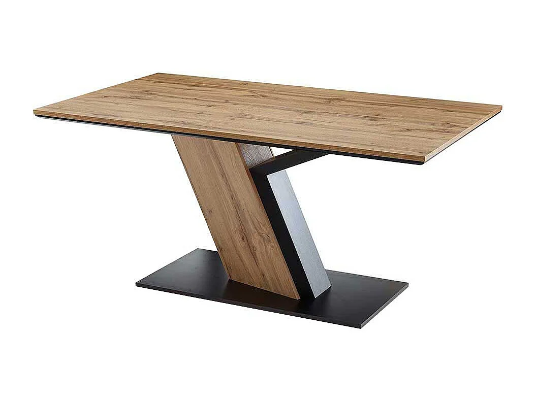 Säulen Esstisch in Wildeichefarben Schwarz