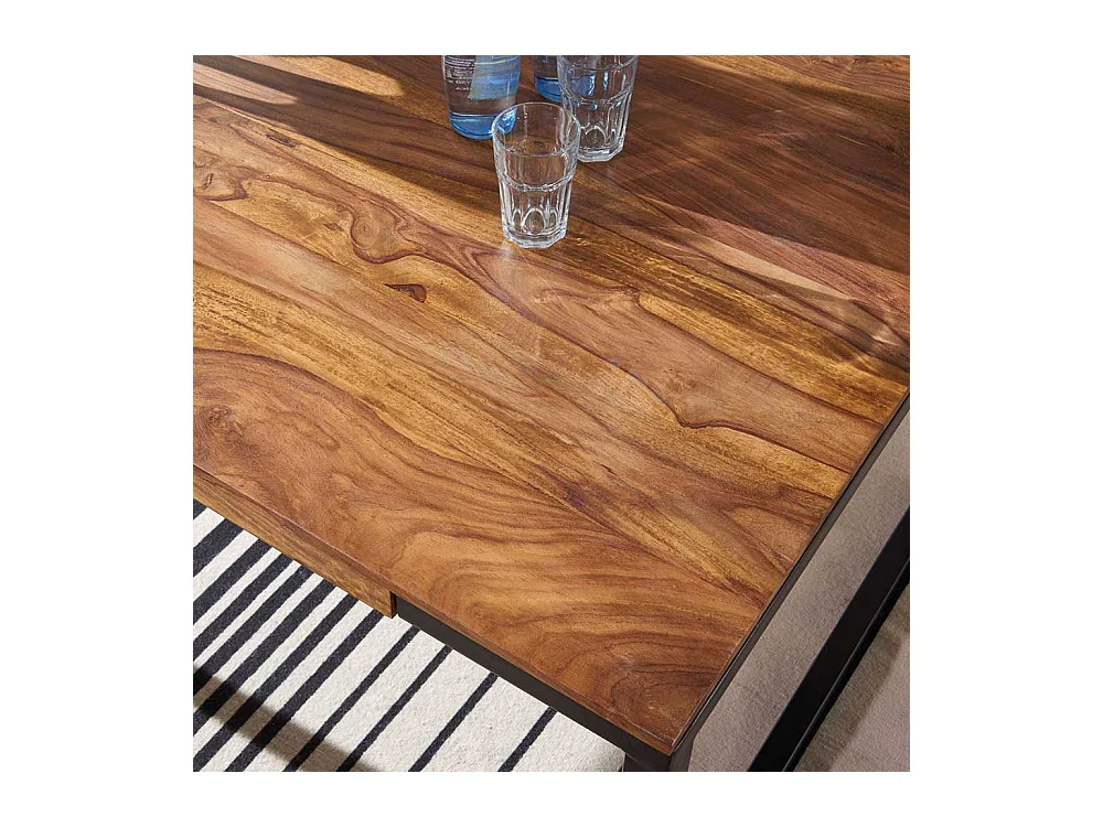 Esstisch aus Sheesham Massivholz und Metall Industry Design