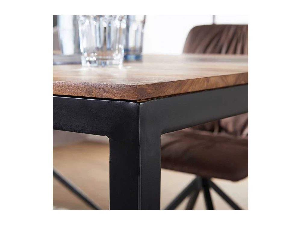 Esstisch aus Sheesham Massivholz und Metall Industry Design
