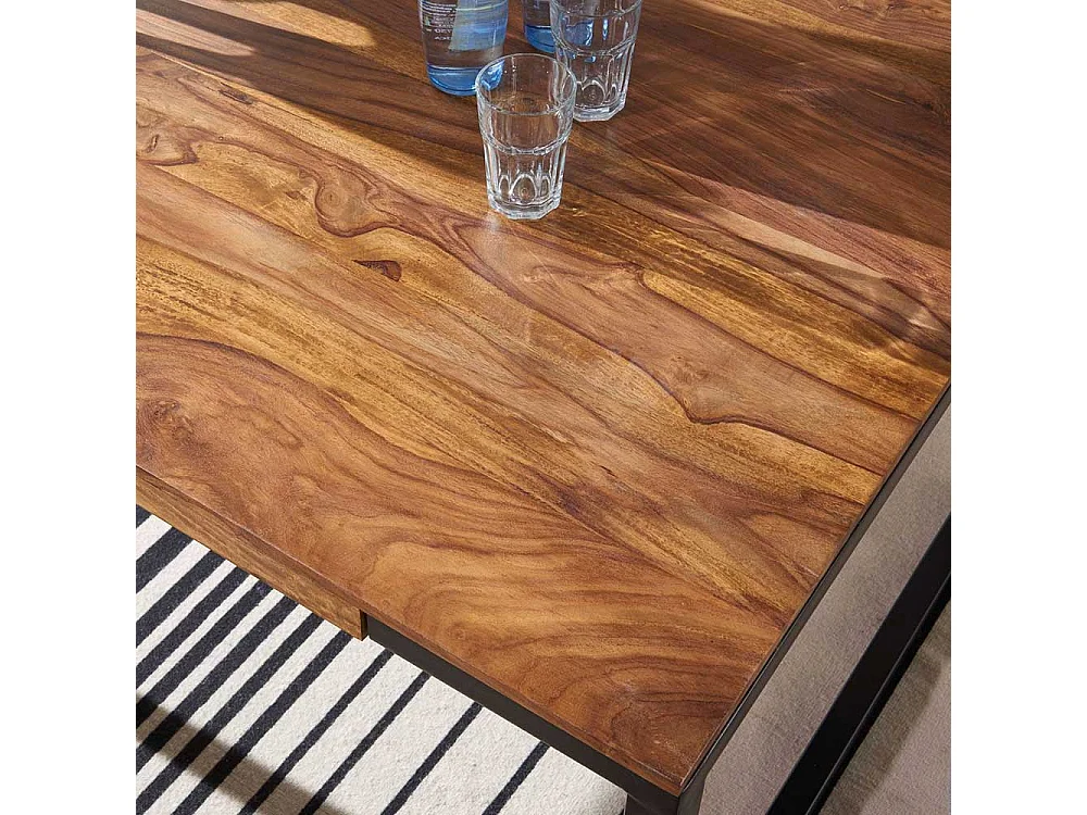 Esstisch aus Sheesham Massivholz und Metall Industry Design