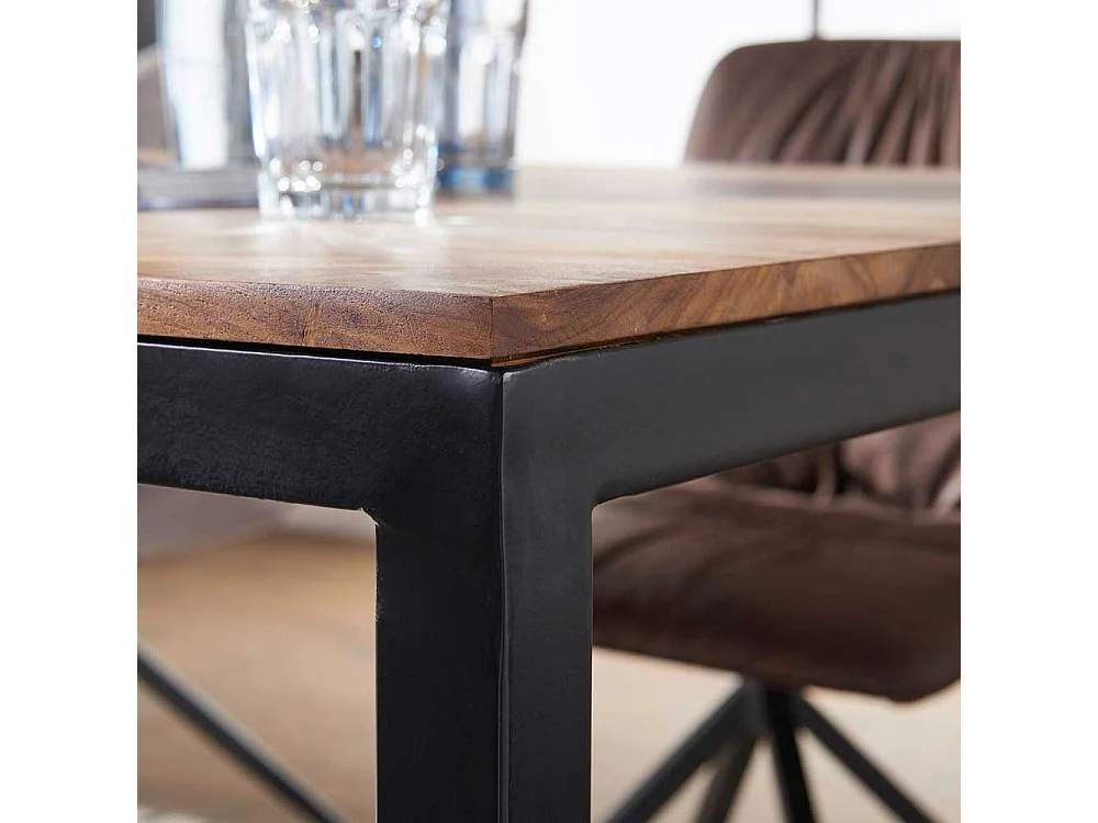 Esstisch aus Sheesham Massivholz und Metall Industry Design