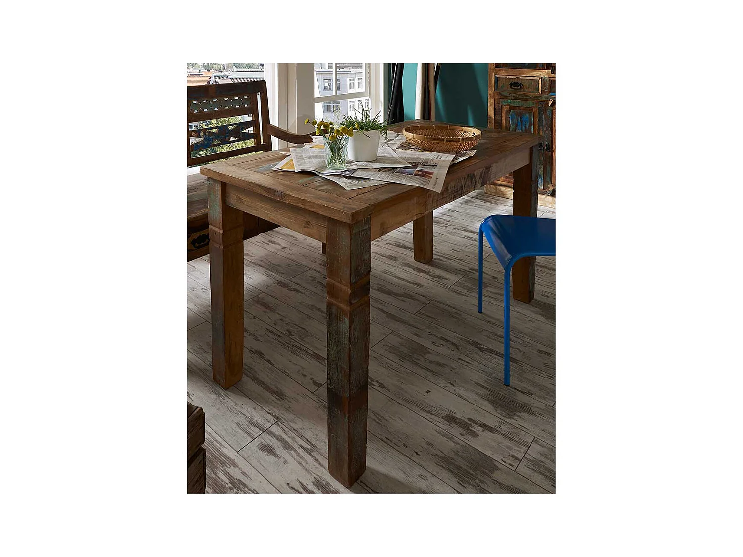 Esszimmertisch aus Massivholz Shabby Chic