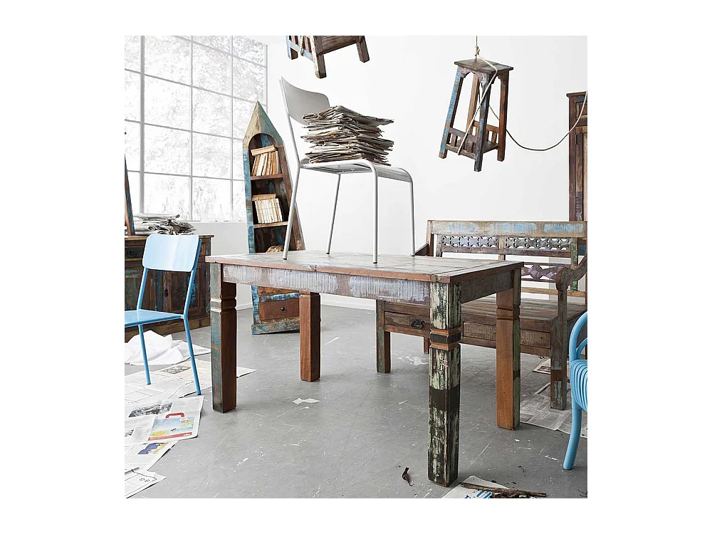 Esszimmertisch aus Massivholz Shabby Chic