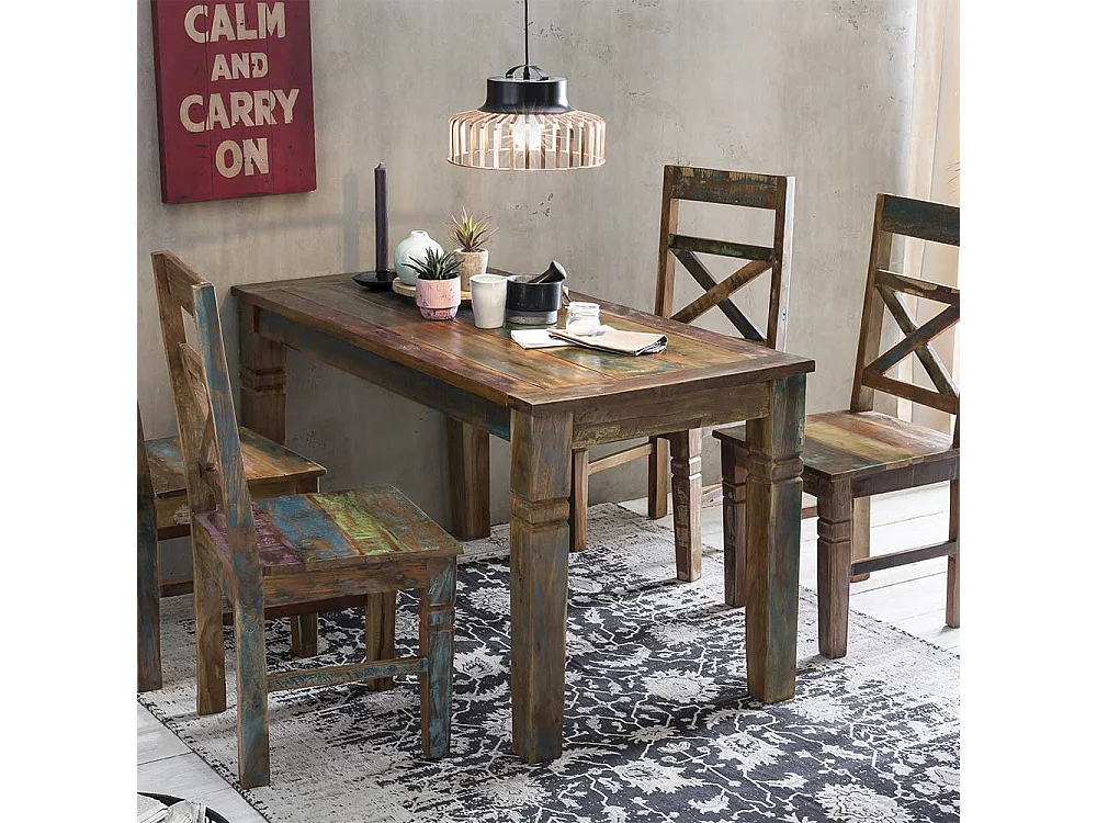 Esszimmertisch aus Massivholz Shabby Chic