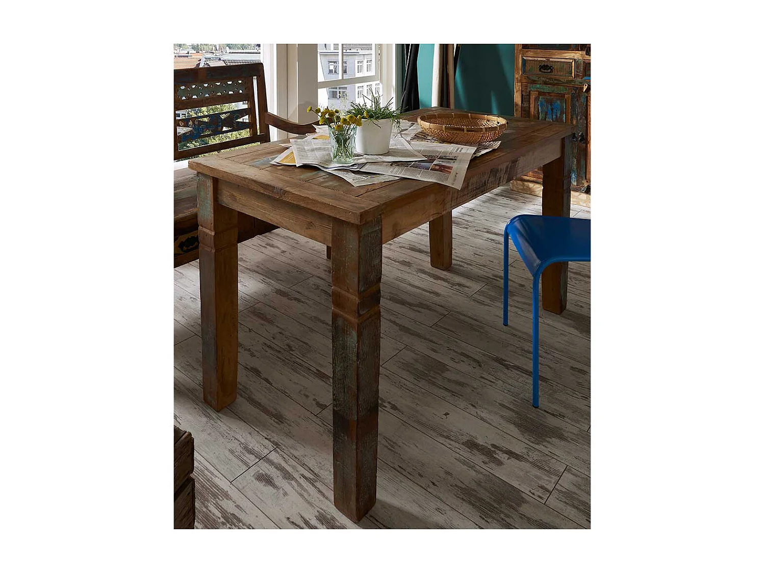 Esszimmertisch aus Massivholz Shabby Chic