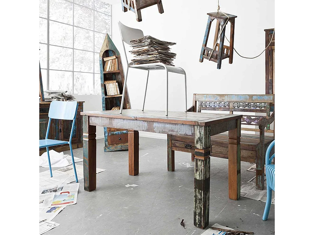Esszimmertisch aus Massivholz Shabby Chic