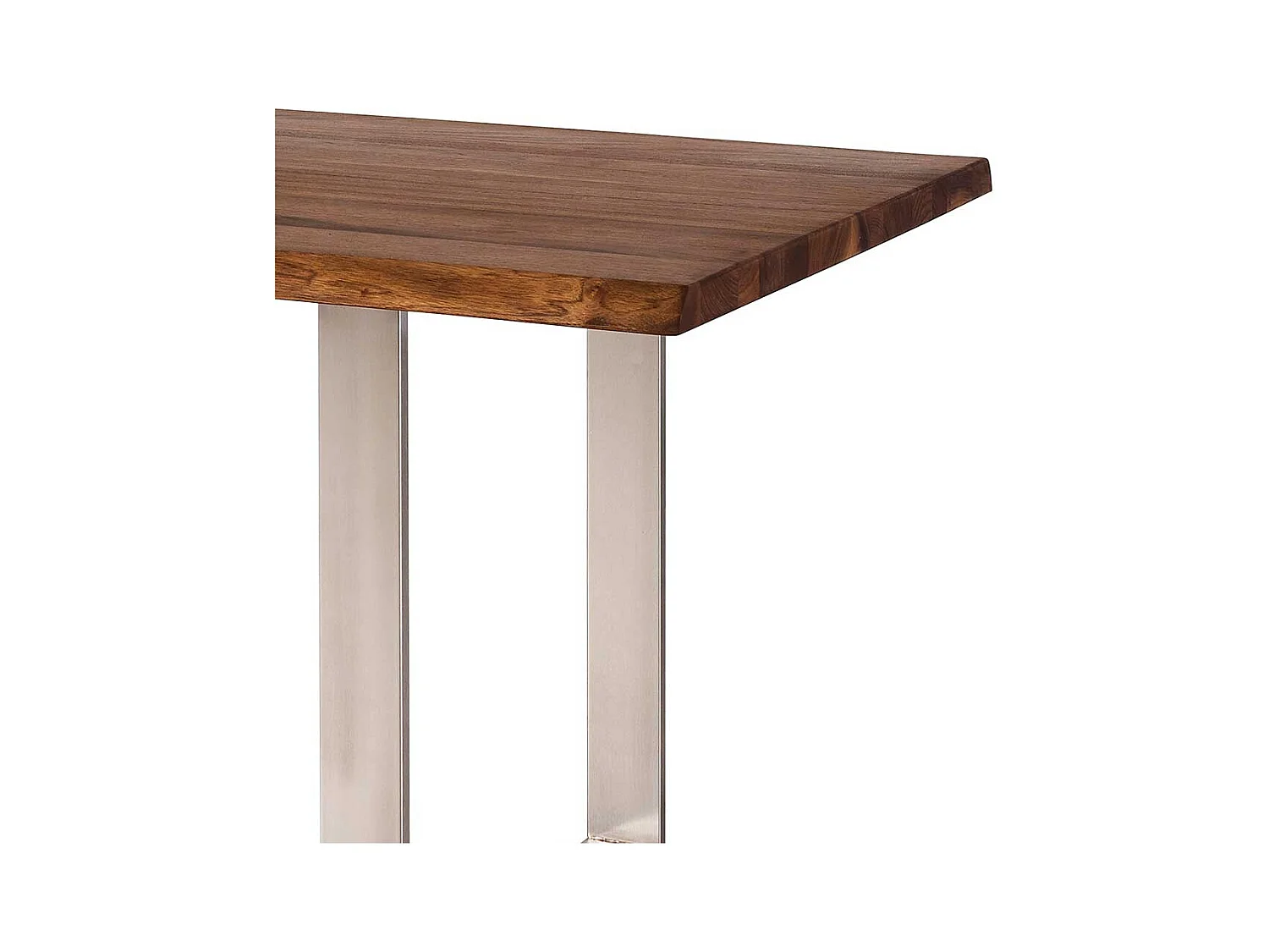 Esszimmertisch aus Nussbaum Massivholz und Edelstahl handgearbeitet