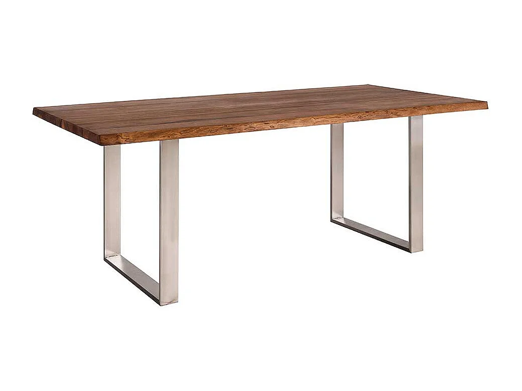 Esszimmertisch aus Nussbaum Massivholz und Edelstahl handgearbeitet