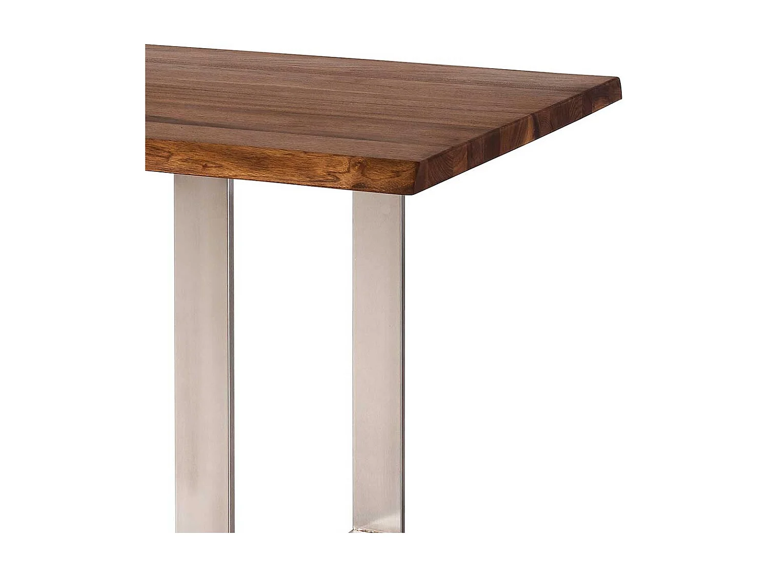 Esszimmertisch aus Nussbaum Massivholz und Edelstahl handgearbeitet