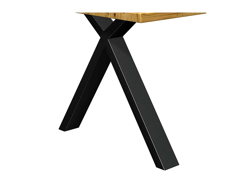 Eiche Esstisch modern aus Massivholz und Metall rechteckiger Tischplatte