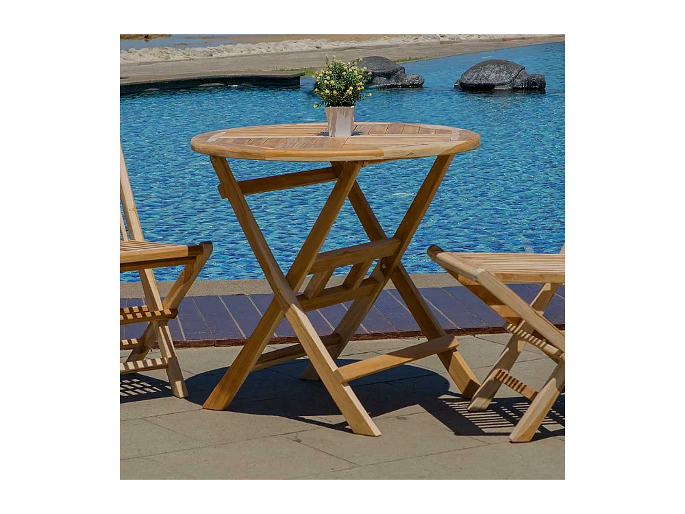 Rundtisch für Garten Teak Massivholz