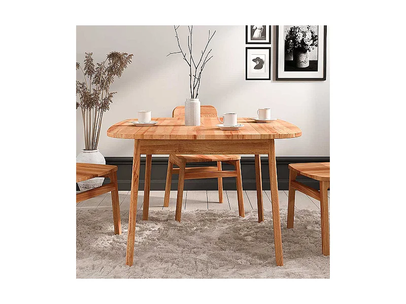 Esstisch Holztisch mit Massivholzplatte und Vierfußgestell