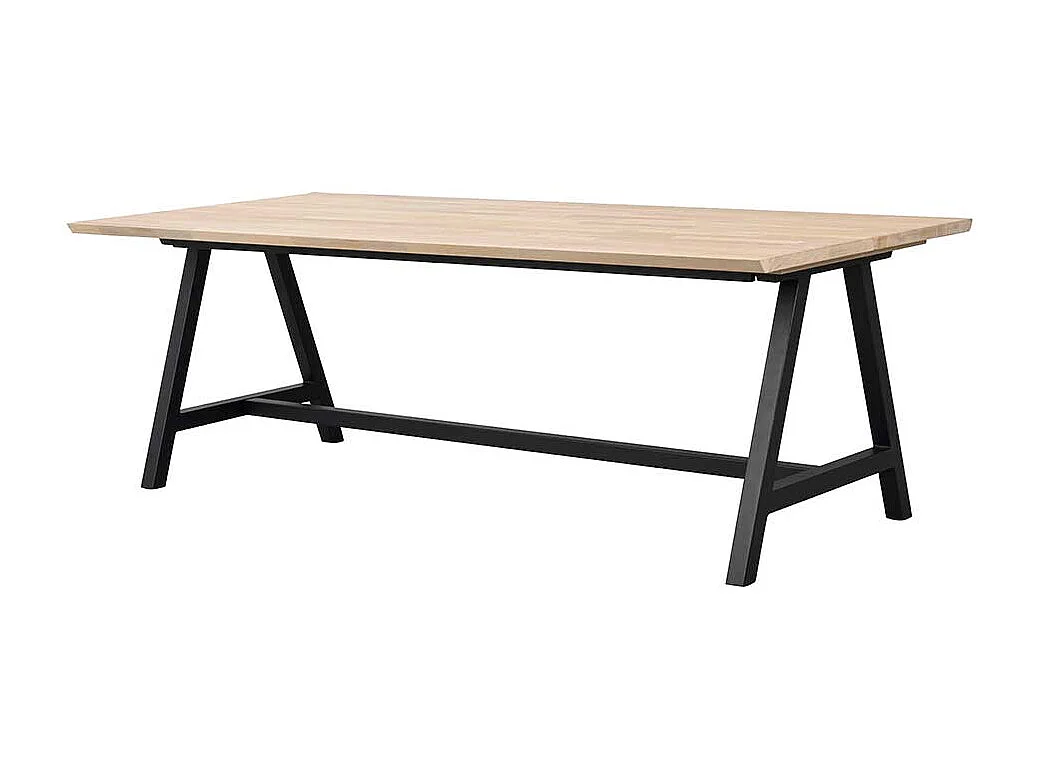 Esszimmer Tisch aus Eiche Massivholz White Wash Metall