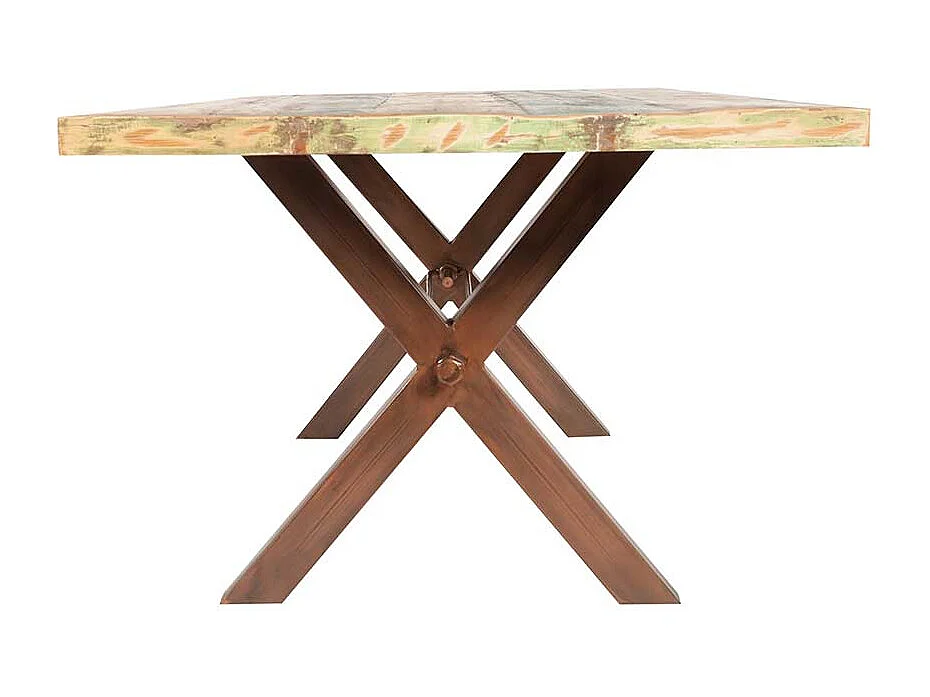 Loft Esstisch in Braun Bunt Eisengestell