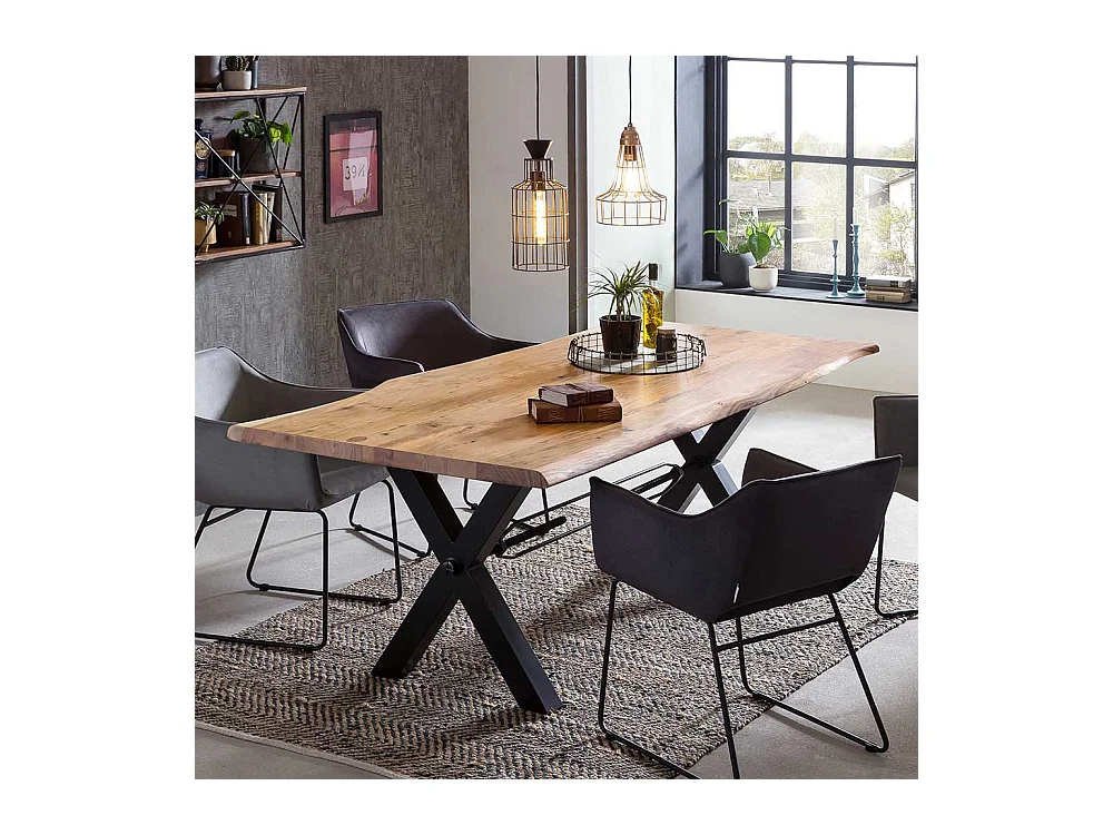 Akazie Massivholztisch mit Metallgestell Industrie Look