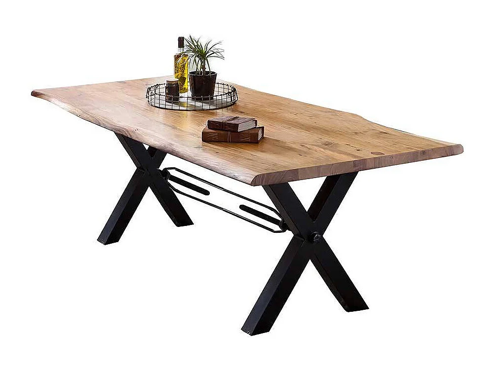 Akazie Massivholztisch mit Metallgestell Industrie Look