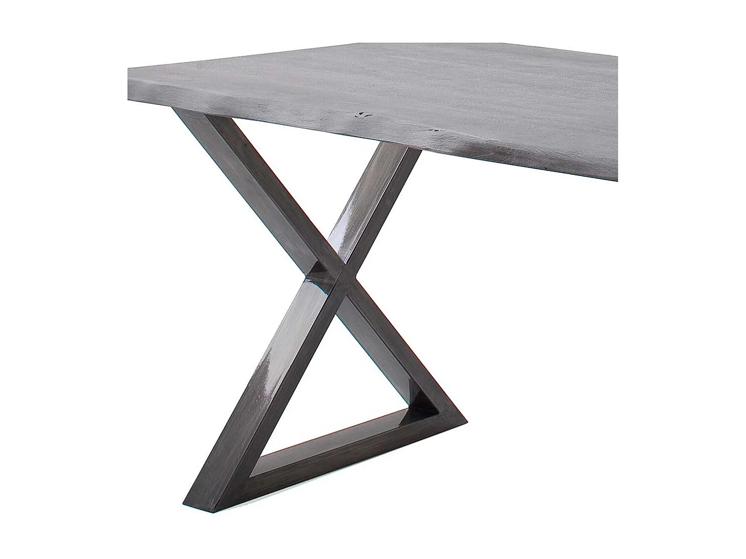 Holztisch Esstisch mit X Gestell und natürlicher Baumkante
