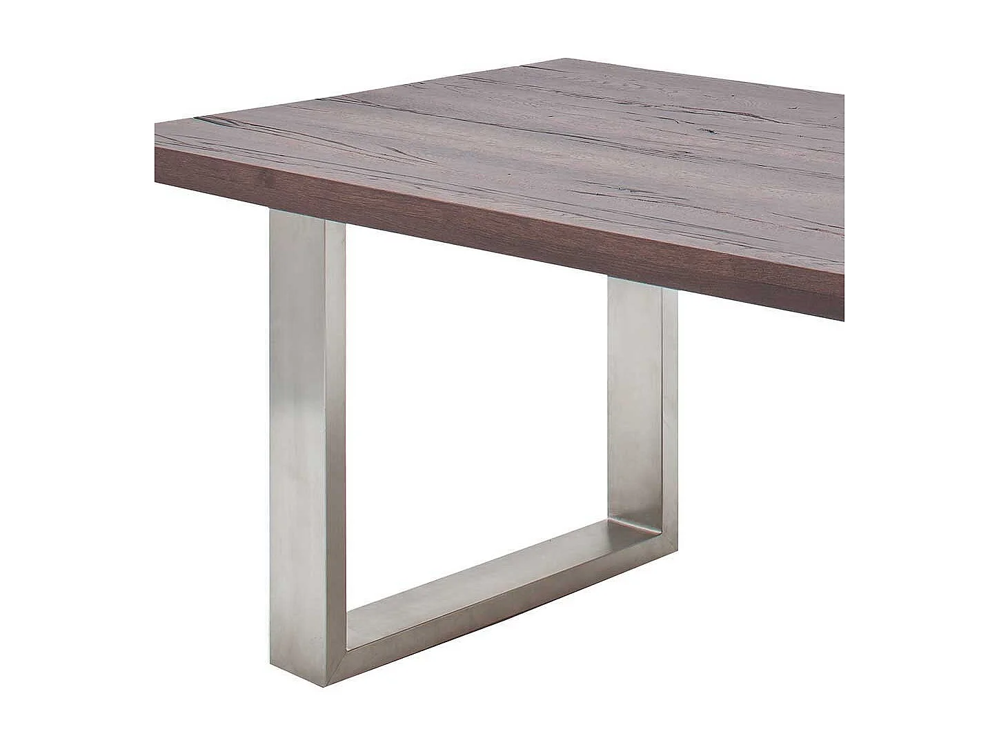 Esszimmertisch aus Eiche verwittert massiv Edelstahl