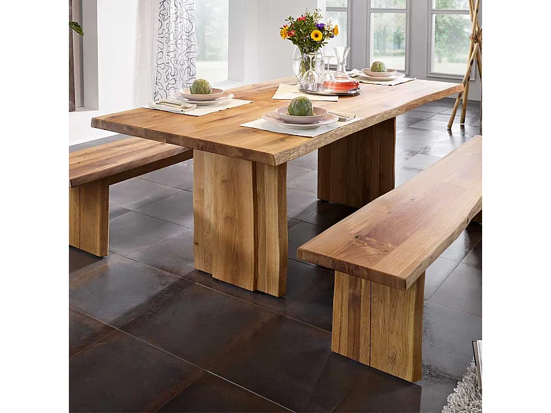 Baumkanten Esstisch aus Massivholz geölt