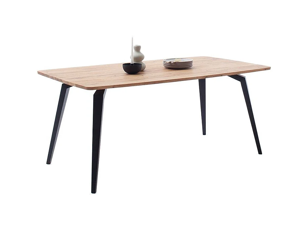 Esstisch Tisch Esszimmer aus Metall mit Massivholzplatte