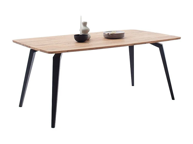 Esstisch Tisch Esszimmer aus Metall mit Massivholzplatte