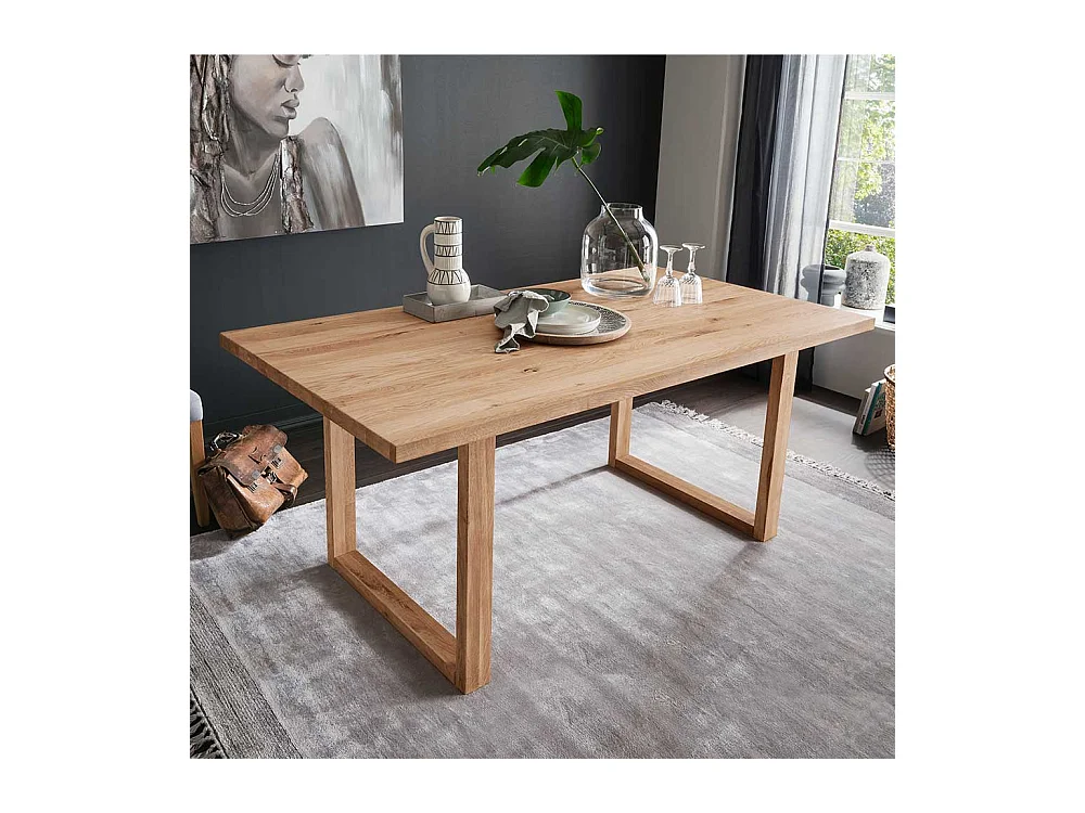 Massivholztisch aus Wildeiche geölt Bügelgestell