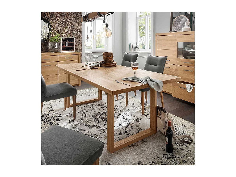 Massivholztisch aus Wildeiche geölt Bügelgestell