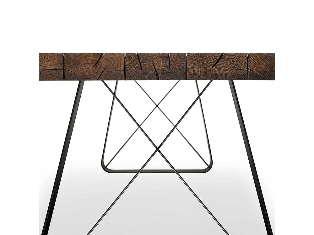 Esszimmer Tisch aus Asteiche Massivholz Bügelgestell aus Metall