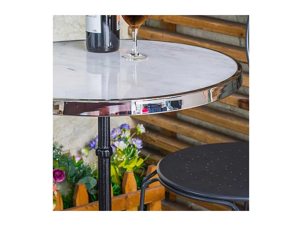 Vintage Beitisch in Weiß und Schwarz runder Marmorplatte