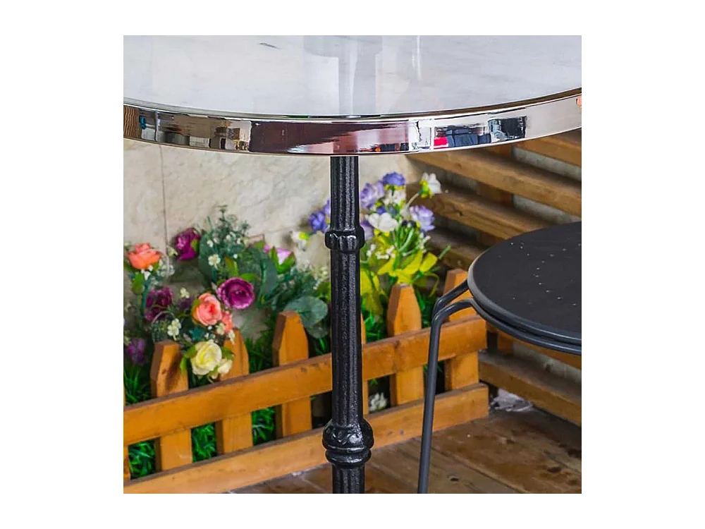 Vintage Beitisch in Weiß und Schwarz runder Marmorplatte