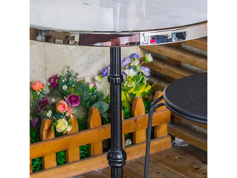 Vintage Beitisch in Weiß und Schwarz runder Marmorplatte