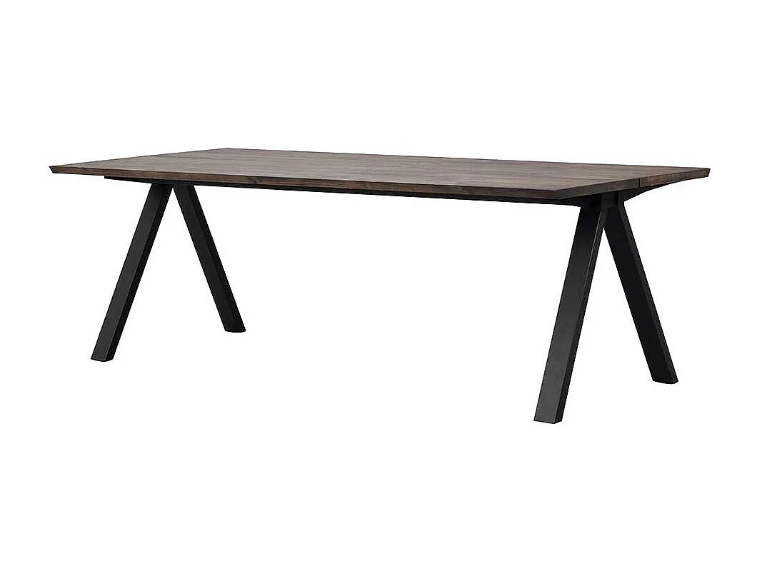 Esszimmer Tisch mit Vierfußgestell aus Metall Massivholzplatte