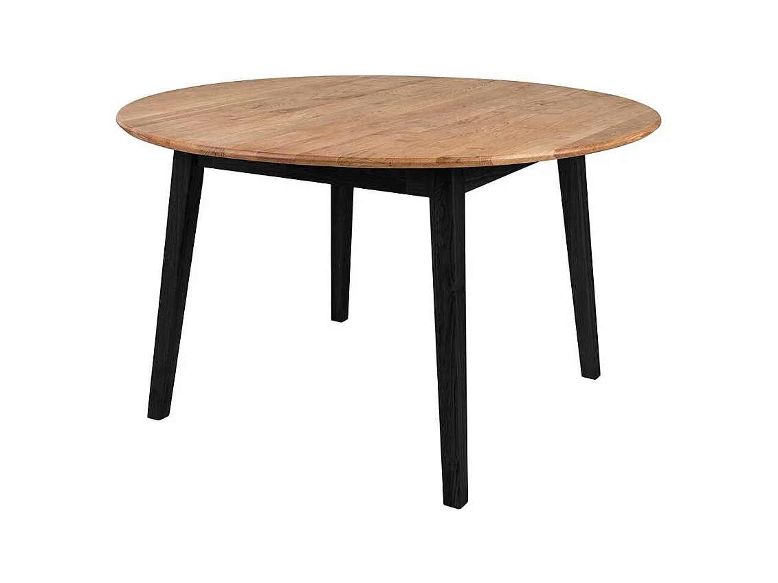 Runder Esszimmertisch aus Eiche Massivholz geölt Metall
