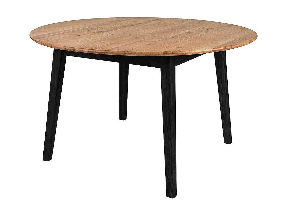 Runder Esszimmertisch aus Eiche Massivholz geölt Metall