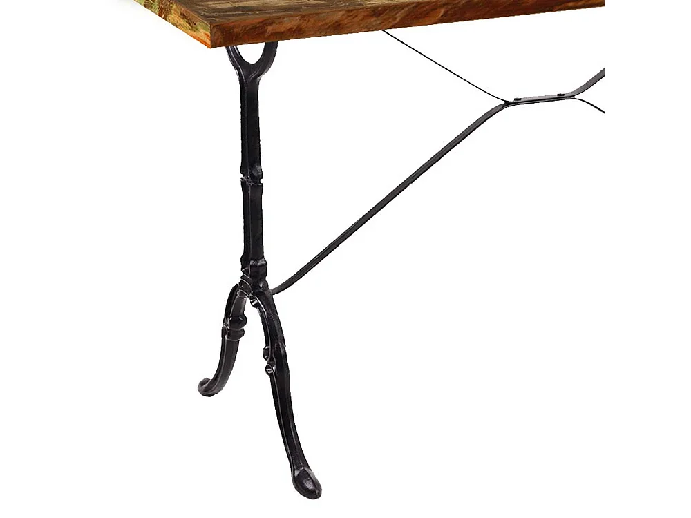 Shabby Küchen Tisch mit Massivholzplatte Gusseisen Gestell