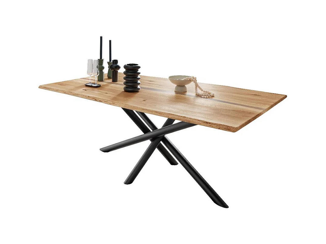 Esstisch Massivholztisch mit natürlicher Baumkante in modernem Design