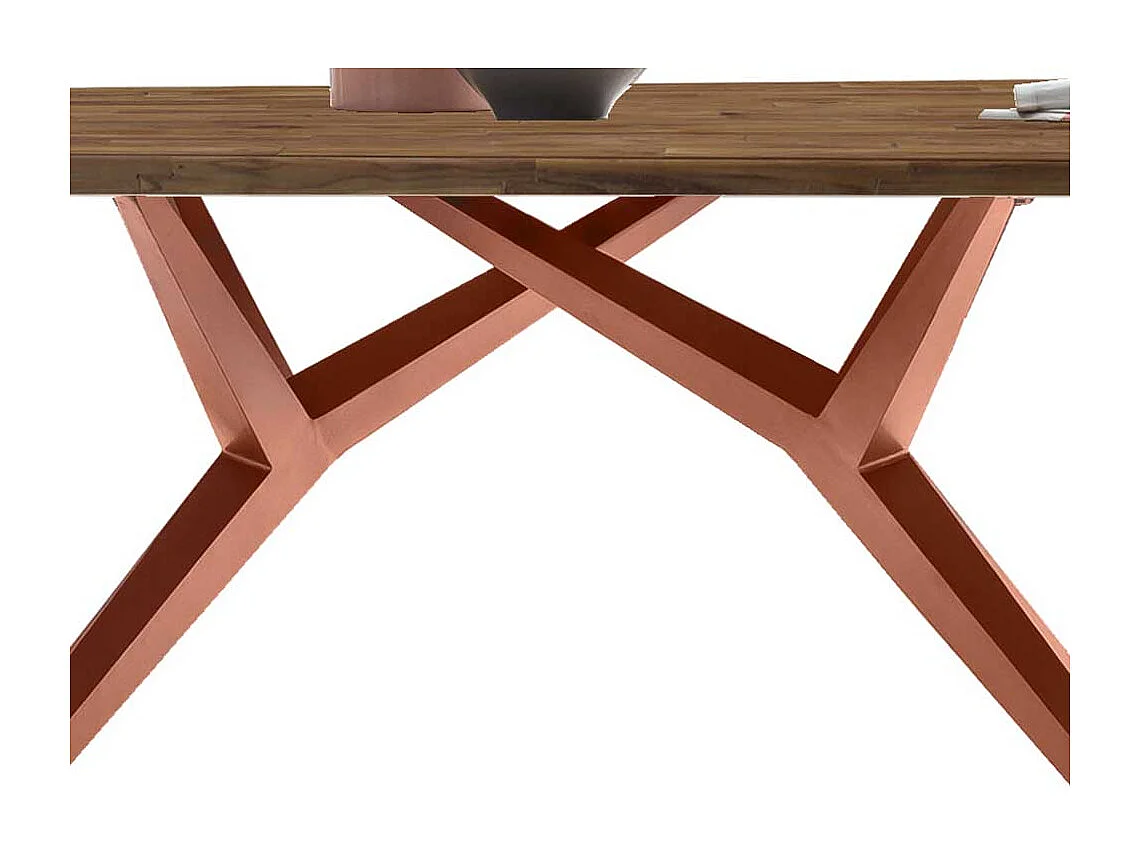 Designtisch aus Teak Recyclingholz Metall Vierfußgestell