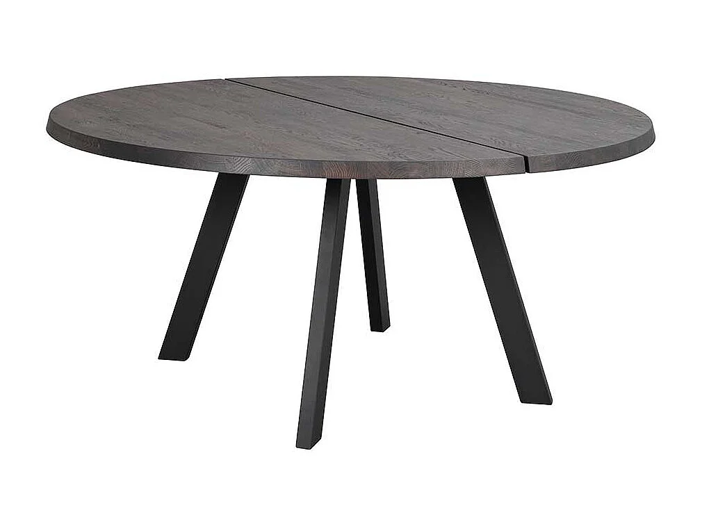 Runder Küchentisch in Eiche dunkelbraun massiv Metall 4-Fußgestell