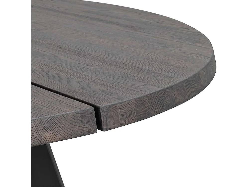 Runder Küchentisch in Eiche dunkelbraun massiv Metall 4-Fußgestell