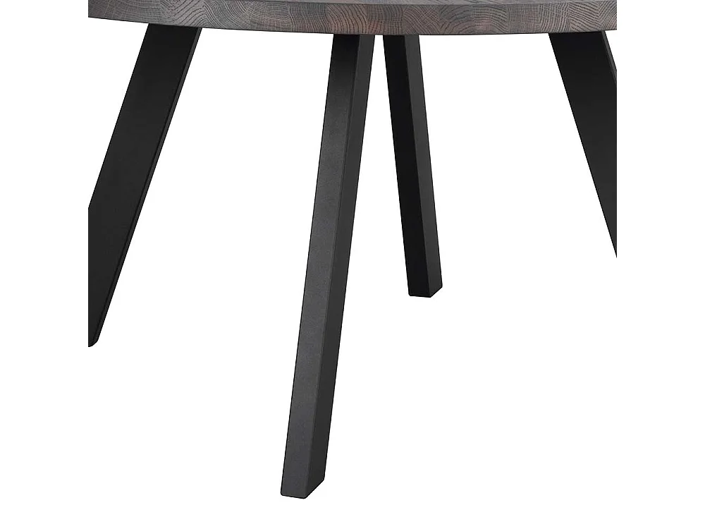 Runder Küchentisch in Eiche dunkelbraun massiv Metall 4-Fußgestell